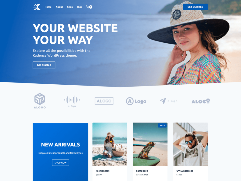 Kadence - Versatile and performance-driven WordPress theme Kadence WordPress Theme preview with custom header