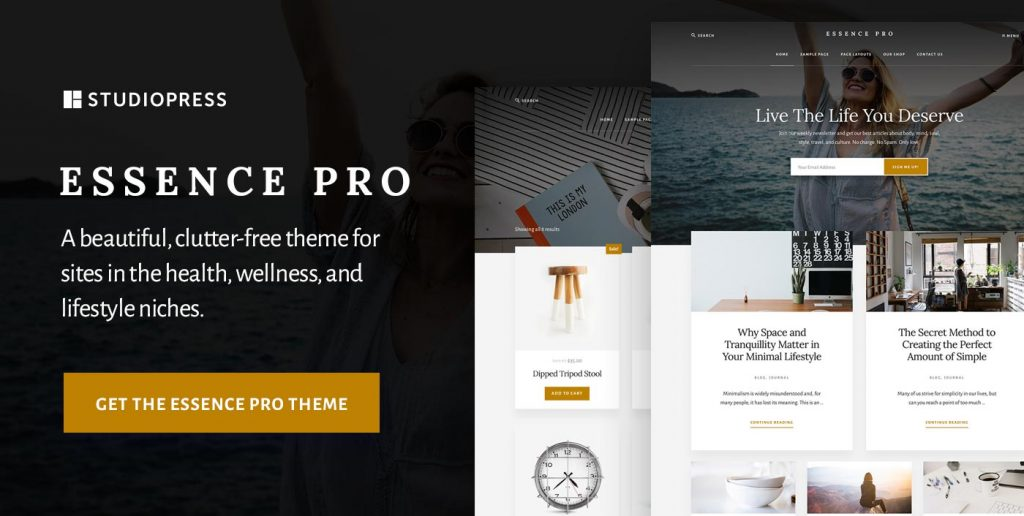 Essence Pro - Premium theme for health, wellness, and lifestyle sites Essence Pro WordPress Theme preview on Genesis Framework