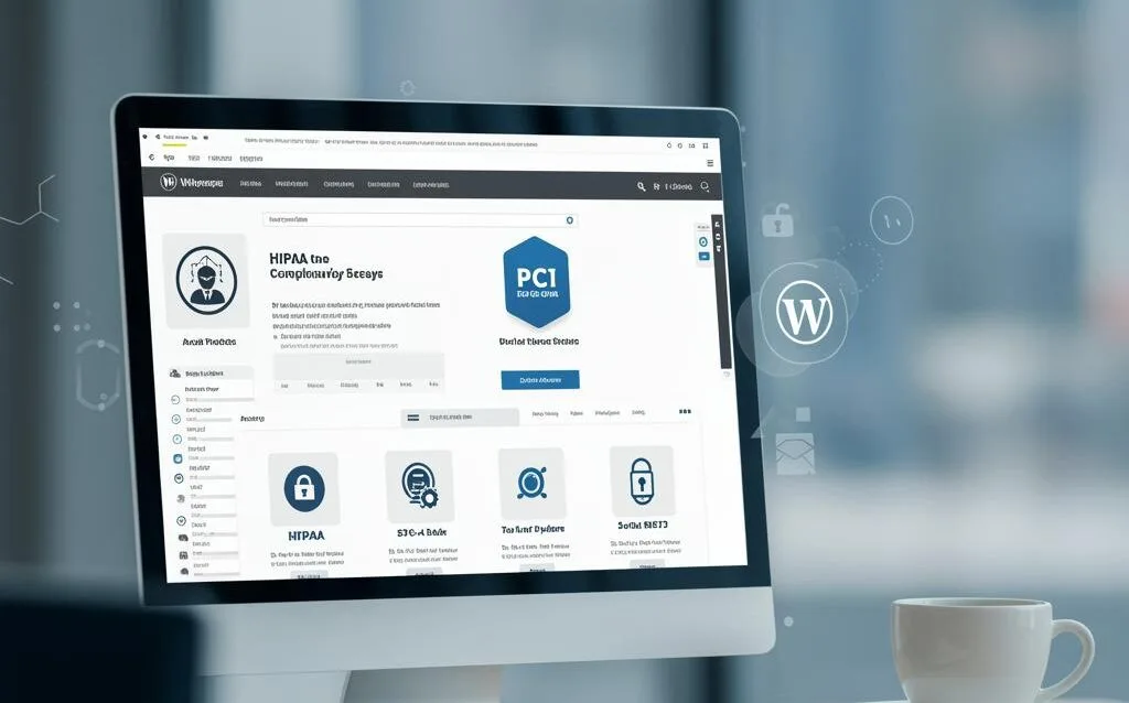 Create-a-featured-image-for-a-post-about-WordPress-in-Compliance-Heavy-Industries-HIPAA-PCI-and-GDPR-Considerations Create a featured image for a post about: WordPress in Compliance-Heavy Industries: HIPAA, PCI, and GDPR Considerations