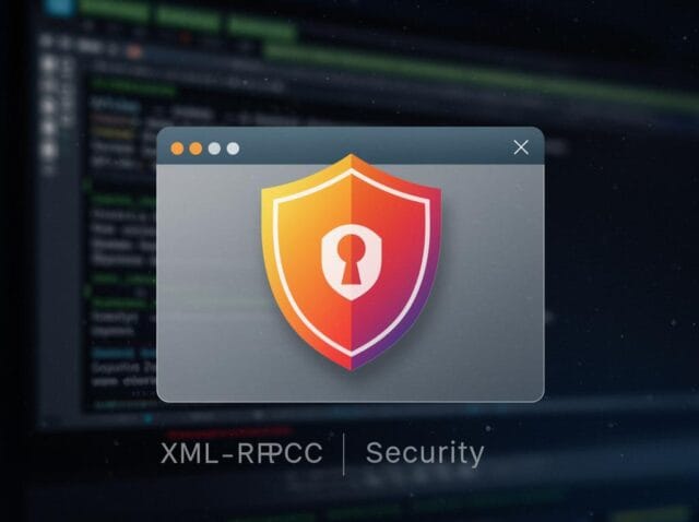 Create a featured image for a post about: XML-RPC in WordPress: Security Implications and Mitigation Strategies