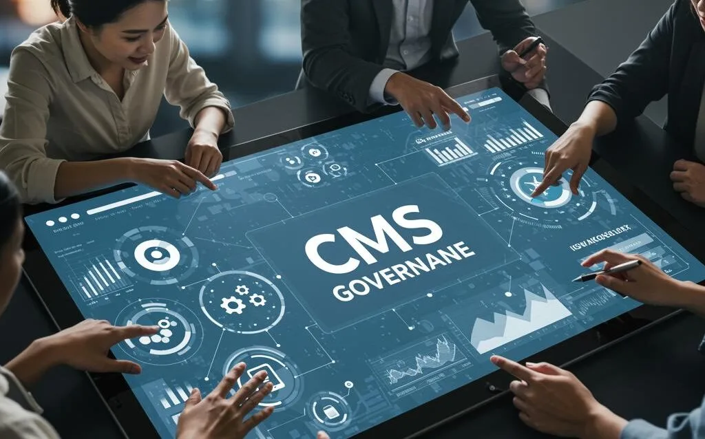 Create a featured image for a post about: CMS Governance: Content Management Policies for Organizations