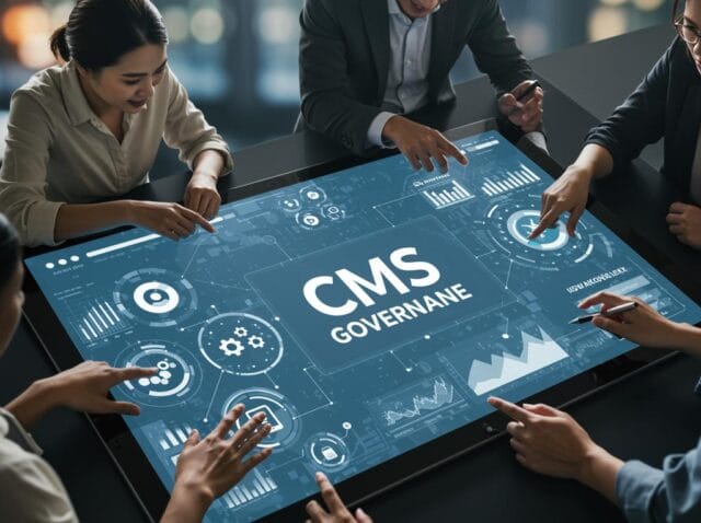 Create a featured image for a post about: CMS Governance: Content Management Policies for Organizations