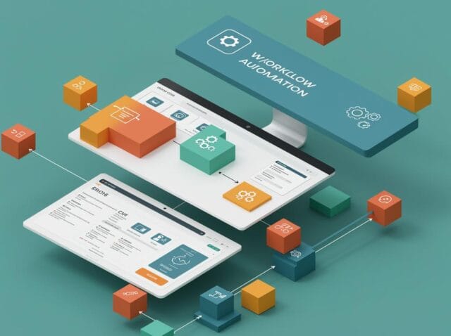 Create a featured image for a post about: Workflow Automation in Modern CMS Platforms