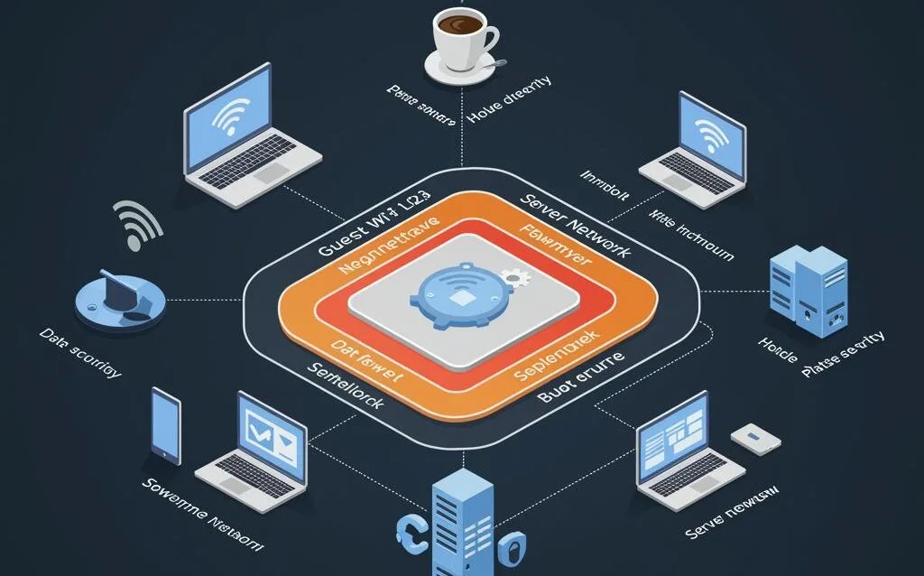 Create a featured image for a post about: Network Segmentation for Small Businesses: Practical Implementation