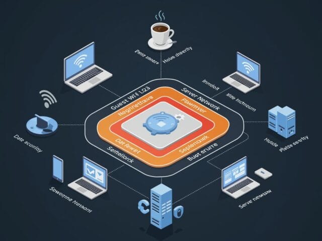 Create a featured image for a post about: Network Segmentation for Small Businesses: Practical Implementation