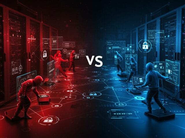 Create-a-featured-image-for-a-post-about-Red-Team-vs.-Blue-Team-Exercises-Setting-Up-Internal-Security-Testing Create a featured image for a post about: Red Team vs. Blue Team Exercises: Setting Up Internal Security Testing