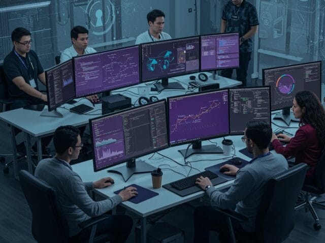 Create-a-featured-image-for-a-post-about-Purple-Team-Exercises-Combining-Offensive-and-Defensive-Security Create a featured image for a post about: Purple Team Exercises: Combining Offensive and Defensive Security