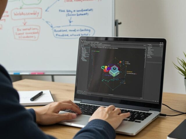 Create a featured image for a post about: WebAssembly for Web Developers: Use Cases and Implementation