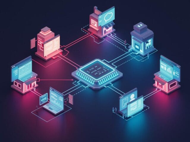 Create a featured image for a post about: Micro-Frontends Architecture: Splitting Web Applications for Team Scalability
