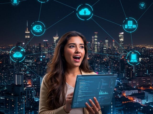 Create a featured image for a post about: Edge Computing for Web Developers: Use Cases and Implementation