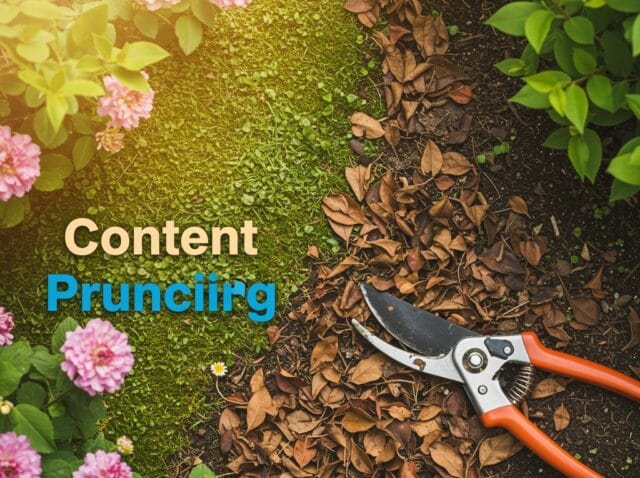 Create a featured image for a post about: Content Pruning Methodology: Improving SEO with Strategic Removal