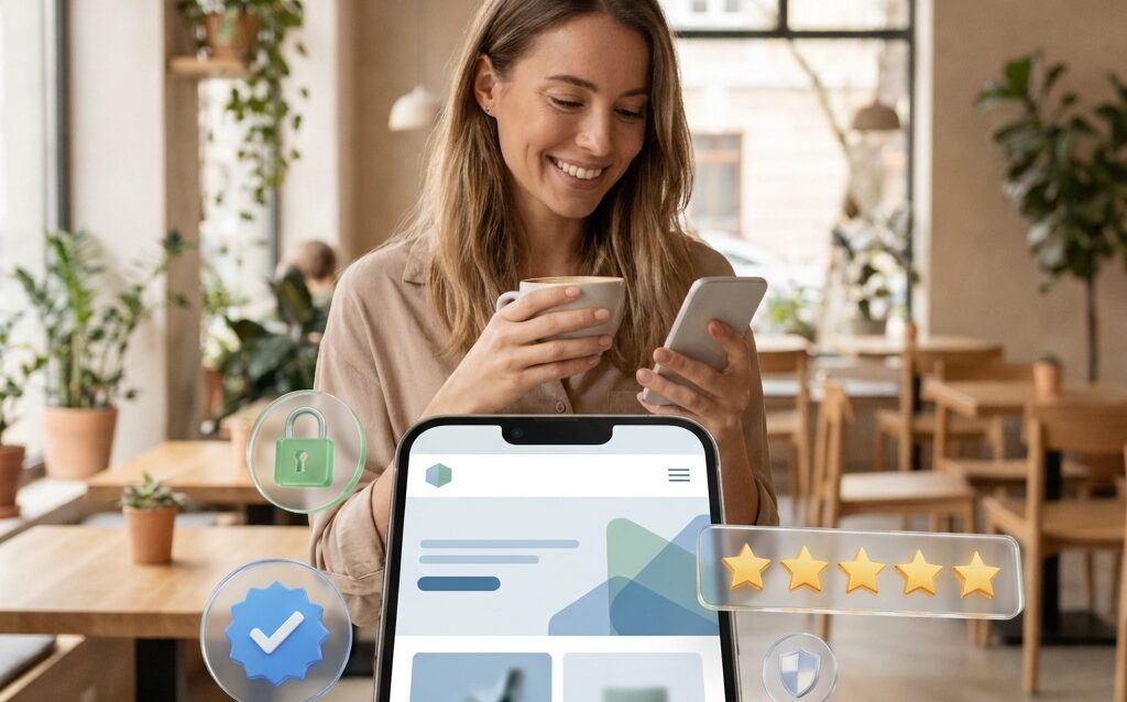 Customer shopping on a trustworthy, well-designed website