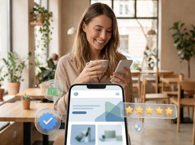 Customer shopping on a trustworthy, well-designed website