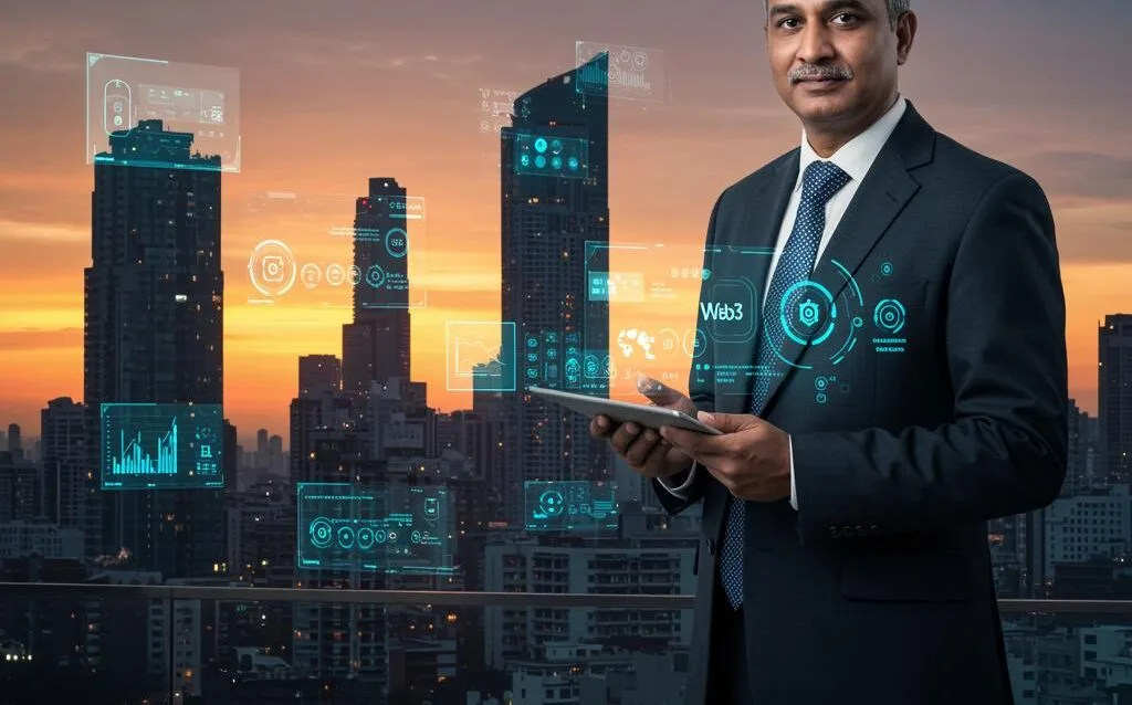 Create a featured image for a post about: Web3 for Traditional Businesses: Use Cases Beyond Cryptocurrency
