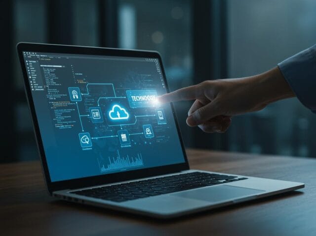 Create a featured image for a post about: Technology Due Diligence: Evaluating Tech Stacks During Acquisition