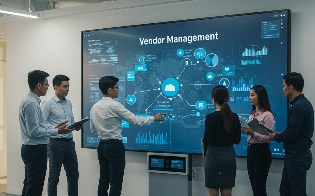 Create a featured image for a post about: Vendor Management for Technology Services: Evaluating Risk and Performance