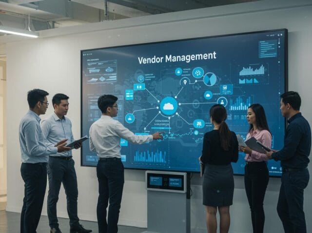 Create a featured image for a post about: Vendor Management for Technology Services: Evaluating Risk and Performance