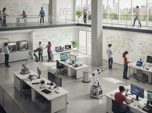 Create a featured image for a post about: Innovation Lab Structure: Creating Space for Technological Experimentation