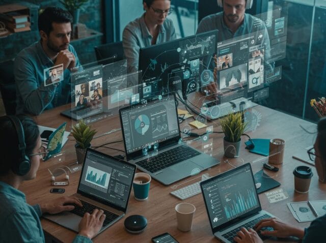 Create a featured image for a post about: Hybrid Work Technology Stack: Tools for the Modern Workplace