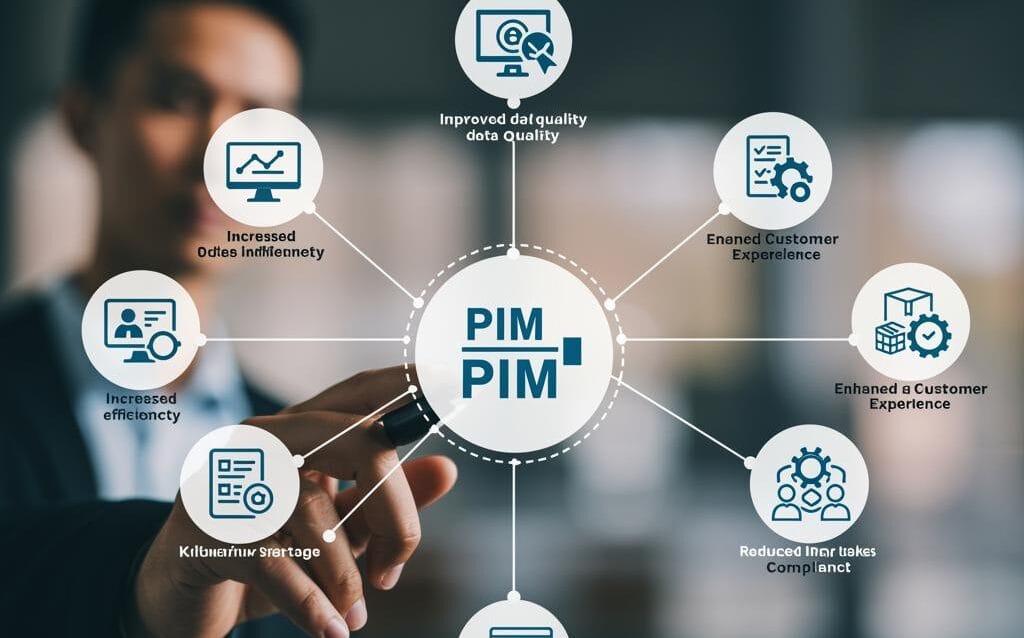 Create a featured image for a post about: Product Information Management (PIM) Implementation Strategy