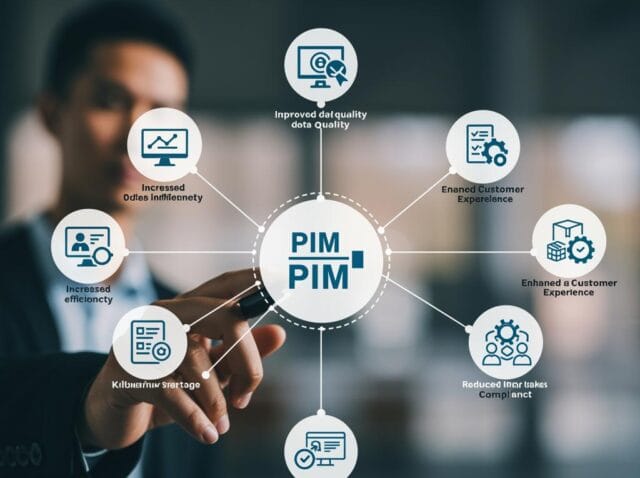 Create a featured image for a post about: Product Information Management (PIM) Implementation Strategy