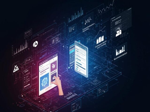 Create a featured image for a post about: AI-Powered Product Recommendations: Implementation Approaches