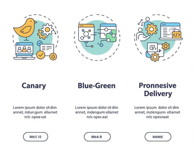 Create a featured image for a post about: Deployment Strategies: Canary, Blue-Green, and Progressive Delivery