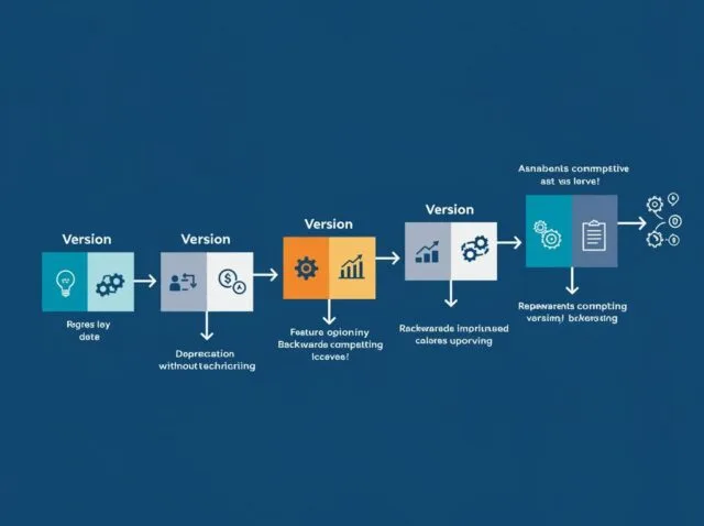 Create a featured image for a post about: API Version Management: Supporting Multiple Versions Without Technical Debt