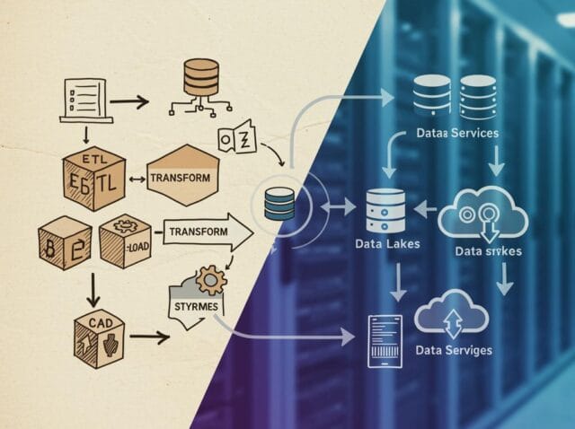 Create a featured image for a post about: ETL vs. ELT: Modern Data Pipeline Architectures