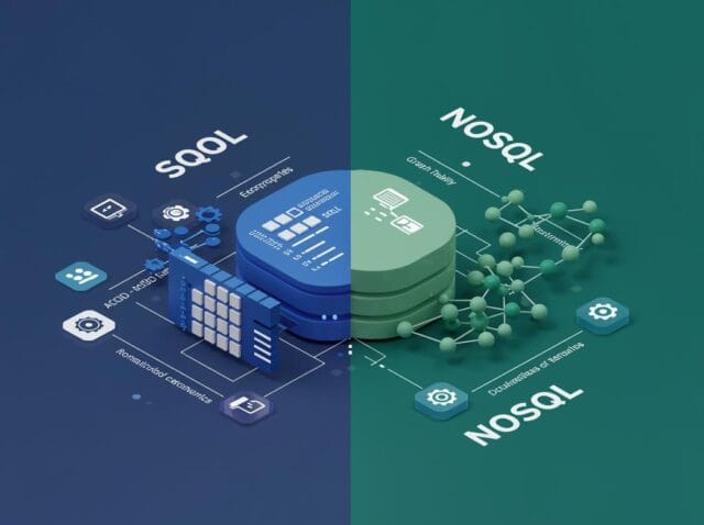 Create a featured image for a post about: SQL vs. NoSQL: Database Selection for Different Use Cases