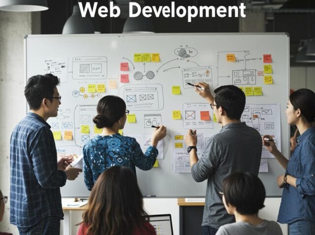 Create a featured image for a post about: Design Thinking in Web Development: A Client-Centered Approach