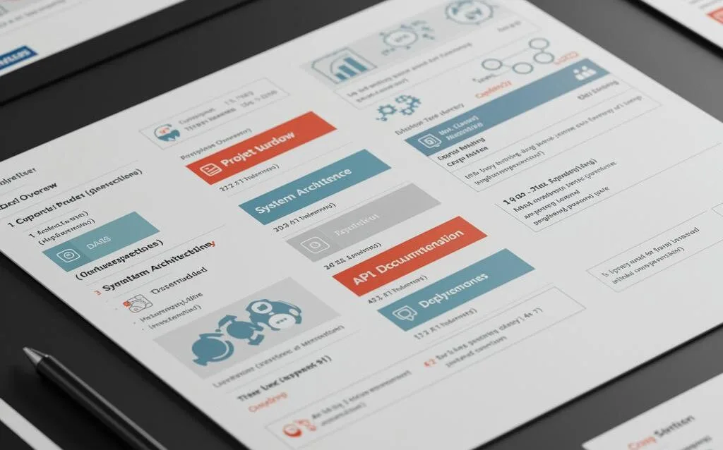 Create a featured image for a post about: What to Include in a Developer Handoff Document