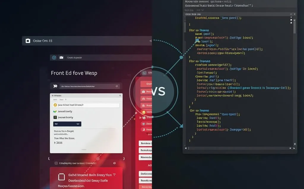 Create a featured image for a post about: The Difference Between Front-End and Back-End Development Explained