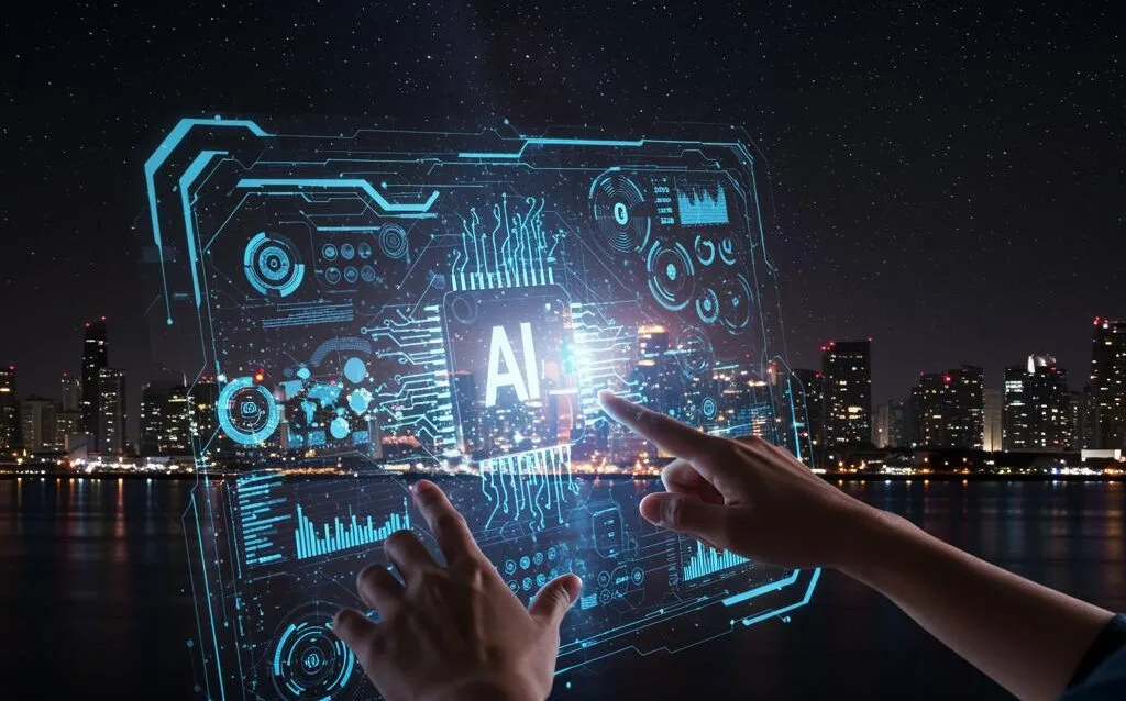 Create a featured image for a post about: Write an article on latest AI trends with proper links