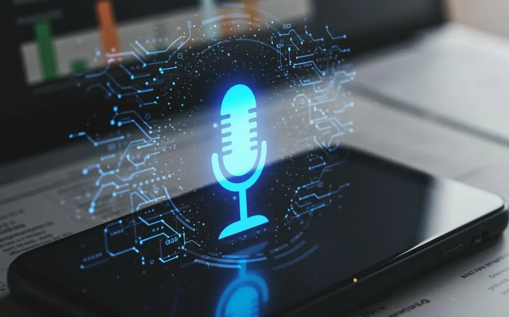 Create a featured image for a post about: Voice Search Optimization: The Role of AI in Modern SEO
