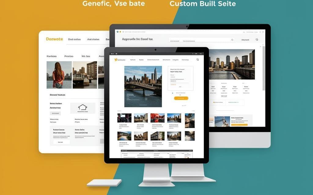 Create a featured image for a post about: Why Choosing a Custom-Built Website Outperforms Templates