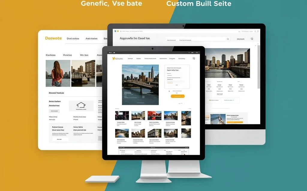 Create a featured image for a post about: Why Choosing a Custom-Built Website Outperforms Templates