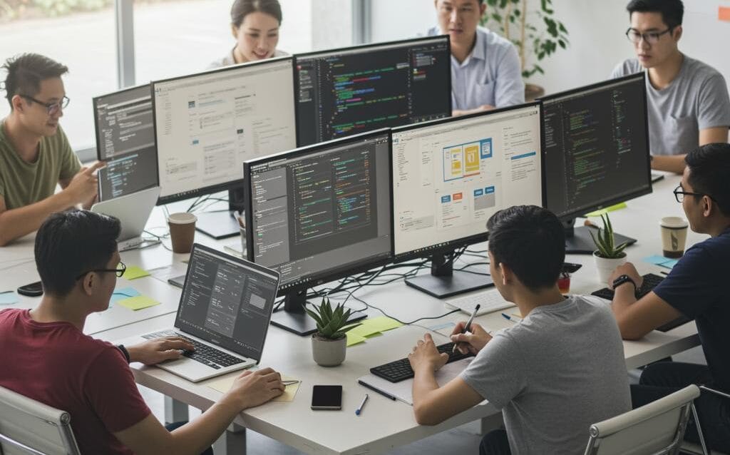 Create a featured image for a post about: How to Choose the Right Web Development Partner for Your Business