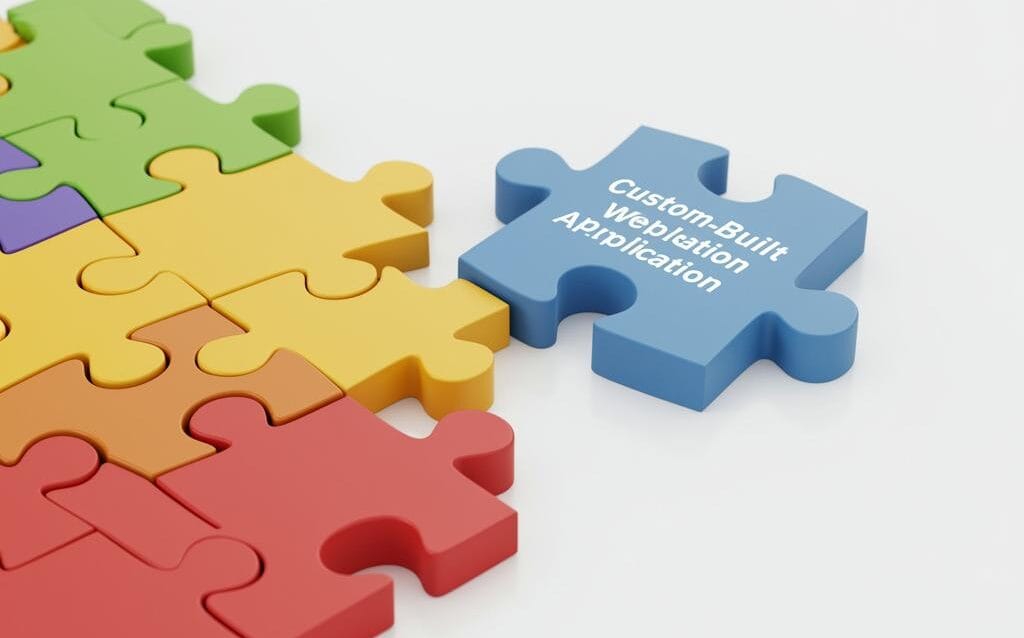 Create a featured image for a post about: Benefits of Fully Custom Web Applications for Unique Business Needs