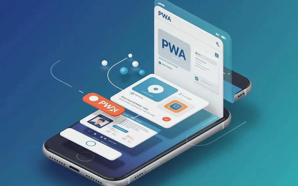 Create-a-featured-image-for-a-post-about-Progressive-Web-Apps-PWAs-Bridging-the-Gap-Between-Web-and-Mobile Create a featured image for a post about: Progressive Web Apps (PWAs): Bridging the Gap Between Web and Mobile