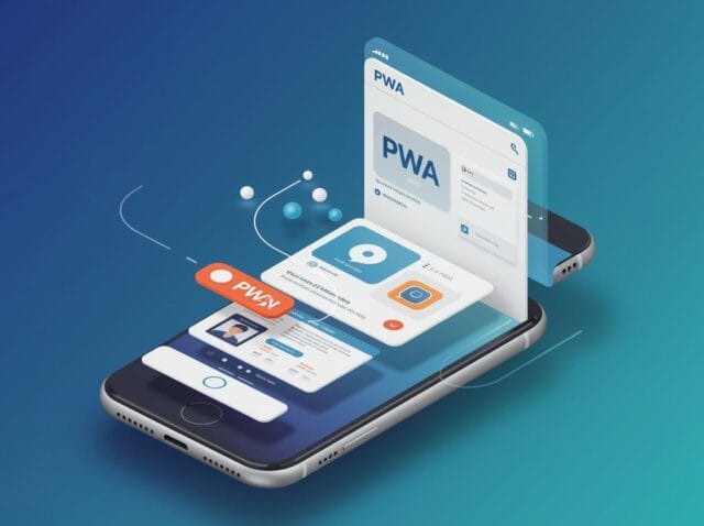 Create-a-featured-image-for-a-post-about-Progressive-Web-Apps-PWAs-Bridging-the-Gap-Between-Web-and-Mobile Create a featured image for a post about: Progressive Web Apps (PWAs): Bridging the Gap Between Web and Mobile